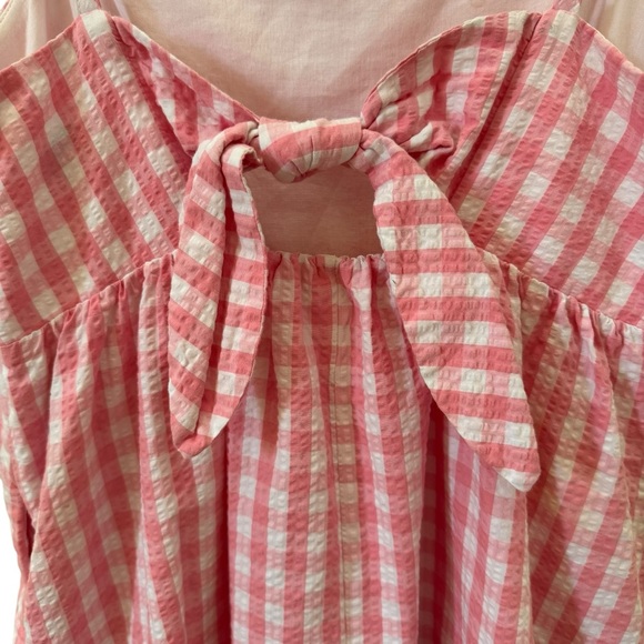 J. Crew Gingham Seersucker Tie Back Midi Dress Pink White Size 8 - Picture 9 of 13